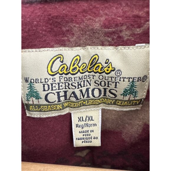 CABELA Red Chamois Southwestern Flannel Button Shirt XL Moose Outdoor Print - Picture 5 of 6